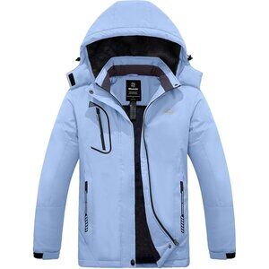 Women's  Light Blue Mountain Waterproof Ski Jacket Windproof Rain Jacket  Coat
